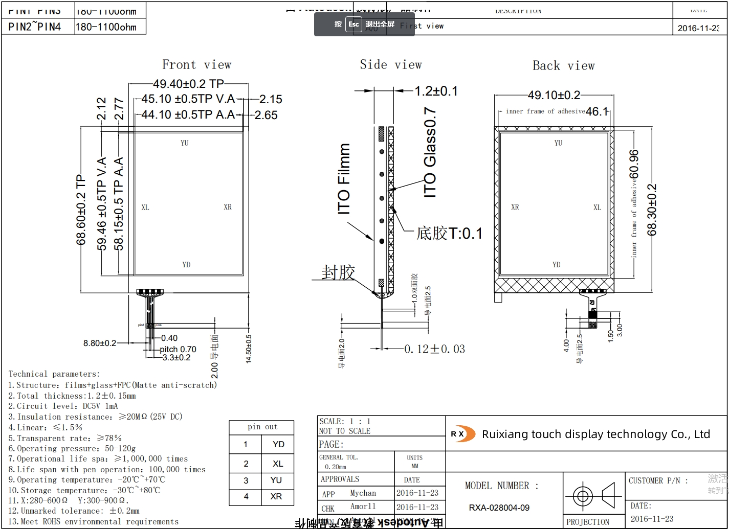 1 resistive screen