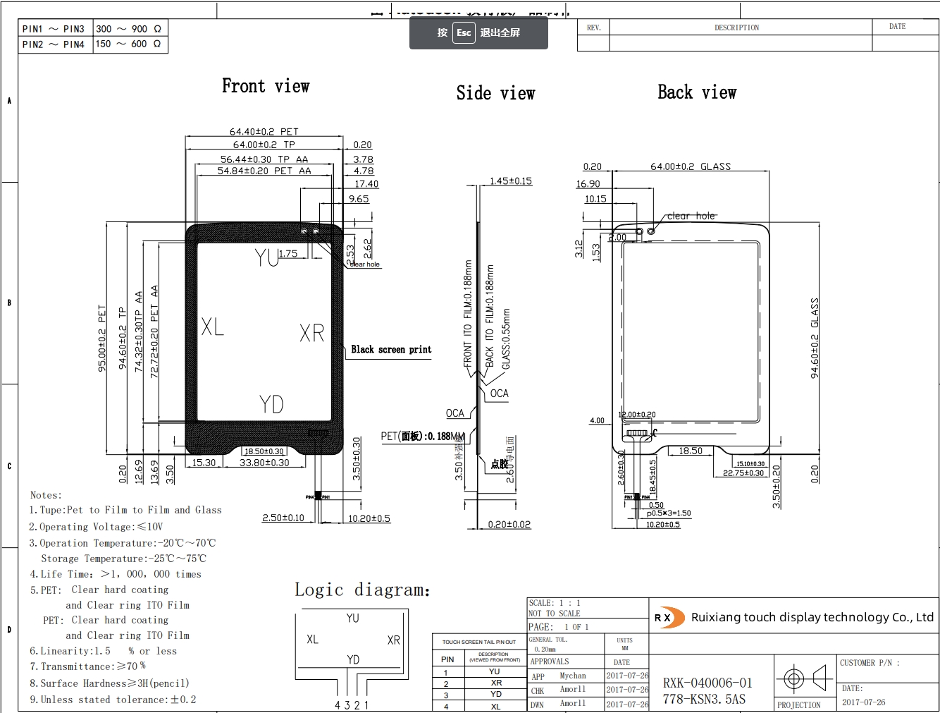 1 multi touch resistive touch screen