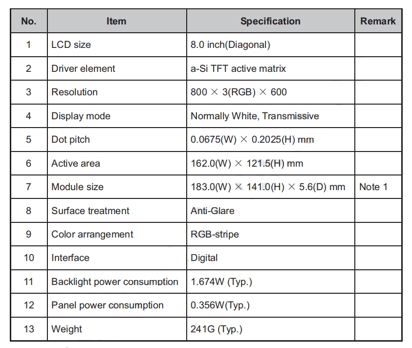 tft lcd module display
